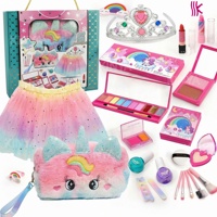 Ensemble de cosmétiques mignons pour filles, kit de maquillage non toxique et sûr avec sac de maquillage en plastique et jupe, emballé dans une boîte Kinyar X831 Flashing