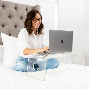Cadre de plateau de lit en acrylique avec poignées support transparent pour ordinateur portable pour le bureau à domicile pour le <span class=keywords><strong>petit</strong></span> déjeuner manger lire écrire, table de plateau de lit de luxe - Product Image 5