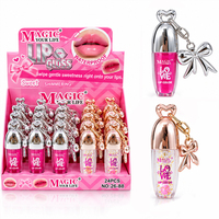 Gloss à lèvres Love Lip Color, effet métallique, avec porte-clés nœud, imperméable, huile à lèvres scintillante, vente en gros, marque privée