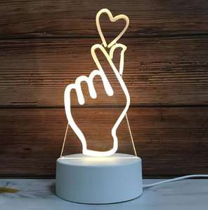 Lámpara LED 3D Boyid con Ilusión Óptica, Moderna, Mini, Blanca Neutra, Acrílica, USB Táctil, con Diseño de Conejo Lunar, para Mesa o Escritorio, Decoración Nocturna - Product Image 1