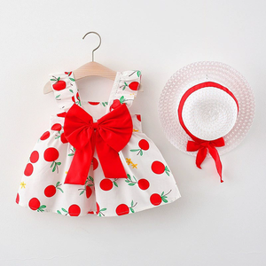 Robe d'été pour <span class=keywords><strong>bébé</strong></span> <span class=keywords><strong>fille</strong></span>, robe de princesse, robe à fleurs avec chapeau - Product Image 6