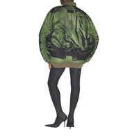 Veste bomber pilote unisexe, taille plus, noire et verte, rembourrée, imprimé illusion, bord côte côtelé, poche zippée, ourlet droit, fermeture éclair sur le devant