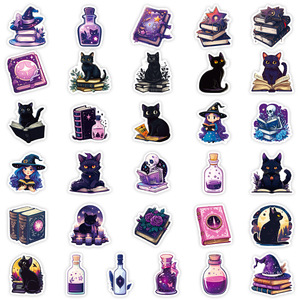 56 Uds lindos libros de Brujas lectura pegatinas de grafiti para niños decoración de botellas pegatina de <span class=keywords><strong>libro</strong></span> mágico púrpura - Product Image 3