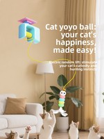 Jouet intelligent et mignon pour chat à levage automatique, balle électrique yo-yo, plume interactive pour l'entraînement du QI, pour chats d'intérieur, soulagement de l'ennui