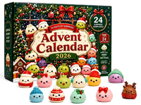 Calendrier de l'Avent de Noël 2026 : 24 Pièces de Jouets Squishy en Forme de Dumpling, Mignons, Doux, à Presser, Anti-stress, Boîte Mystère de Noël, Cadeau