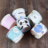 Vente en gros Gobelets en papier multicolores biodégradables personnalisés avec motifs animaux 4oz-16oz pour crème glacée à dessert