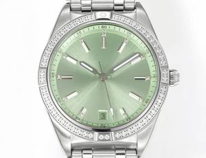 Reloj automático mecánico simple y elegante con reserva de marcha, bisel de cristal de zafiro con diamantes incrustados. - Product Image 3