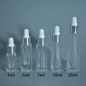 Square Custom <b>Empty</b> Skin Care Serum <b>Glass</b> Dropper <b>Bottle</b> Amber Essential Oil <b>Bottle</b> With White Dropper - Product Image 3