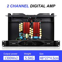 Amplificador de 2 Canales Clase D DZ1300 de 1300W, Sistema de Sonido Estéreo Profesional para Karaoke, Amplificador de Potencia Digital 1U, Receptores y Amplificadores
