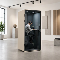 Cabine téléphonique insonorisée individuelle avec tabouret réglable pour appels confidentiels et travail en bureau