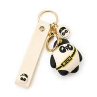 Porte-clés personnalisé en PVC souple 3D, personnage panda, mignon, mascotte de dessin animé, breloque pour sac à dos, OEM ODM, vente en gros