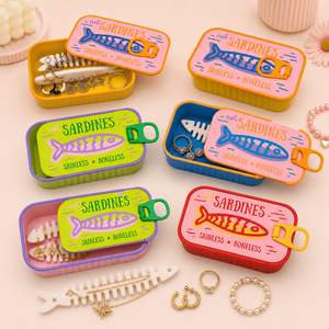 Caja de joyería con forma de pez, organizador de joyas con tapa, diseño moderno, 104,27mm x 60,50mm - Product Image 1