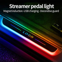Éclairage d'ambiance magnétique sans fil RGB avec logo personnalisé, capteur de véhicule, lumière de bienvenue LED, lumière de logo de pédale de voiture
