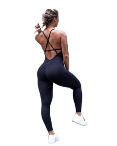 Femme Sexy Une Pièce Bandage Dos Nu Sans Manches Combinaisons Sport Solide Décontracté Entraînement Barboteuses - Product Image 2