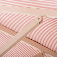 Parasol de patio rose à fines rayures avec franges blanc cassé, protection UV, pour jardin, bord de piscine, plage, complexe hôtelier