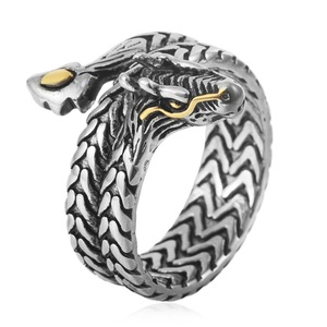 yunnique <b>Snake</b> <b>Ring</b> Unisex <b>Silver</b> Gold Accent Animal Zodiac Design Fashion Jewelry Gift - Product Image 1