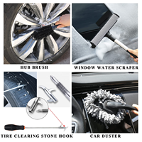 Kit de 23 outils de nettoyage multifonctionnels pour l'extérieur et l'intérieur de la voiture, avec serviettes pour pneus, brosse pour perceuse, grattoir pour vitres, boîte de rangement, garantie de 30 jours