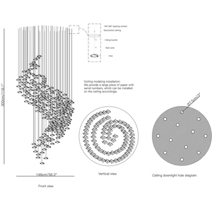 Lampadario in vetro di arte di marea, a cascata pezzo di nuvola con petali di vetro sospeso e accenti d'oro, dichiarazione di illuminazione per foyer - Product Image 3