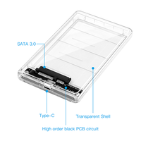 Hard Disk Drive transparan, alat kecepatan tinggi 2.5 Quot USB C Tipe C Sata Hdd