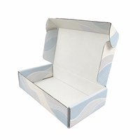 Boîte pliante en papier bleu personnalisée, style vague nordique, pour emballage cadeau, produits de vente au détail, emballage en gros pour petites entreprises
