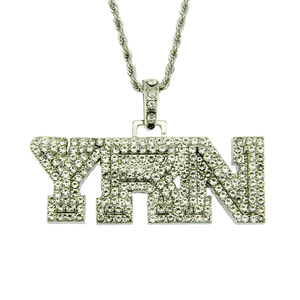 Nouveau Collier Pendentif Torsadé Lettre <span class=keywords><strong>YRN</strong></span> Diamant Hip Hop – Pendentif Polyvalent Hipster - Product Image 1