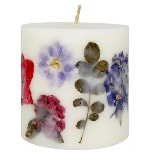 Wholesale Custom Christmas Botanical Dried Flower Pillar Scented Candle