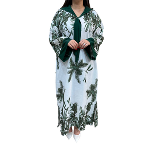 ชุดเดรสยาวแบบเจลลาบา ลายดอกไม้สไตล์เกาหลี แขนกระดิ่งกว้าง คอเสื้อแบบเบาสบาย ระบายอากาศได้ดี เหมาะสำหรับงานแต่งงานในเดือนรอมฎอน - Product Image 1