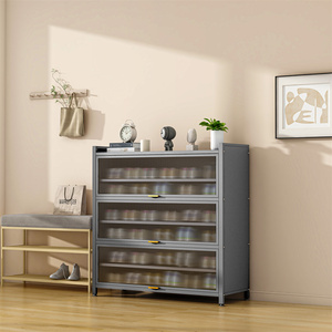 Armoire de rangement de <span class=keywords><strong>chaussures</strong></span> en métal avec porte transparente Organisateur de <span class=keywords><strong>chaussures</strong></span> anti-poussière de grande capacité - Product Image 5