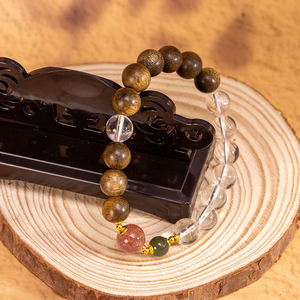 Premium Quality Classic Green Qi <b>Nan</b> Agarwood White Crystal Strawberry Crystal Jasper Citrine Charm Beaded Bracelet Spiritual - Product Image 2