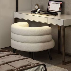 Cream Style Single Sofa Chair Living <b>Room</b> Lamb Wool 2025 New Leisure Chair Home Bedroom <b>Dressing</b> <b>Table</b> Makeup Chair - Product Image 4
