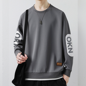 Nouveaux deux chandails pour hommes au printemps et en automne nouveaux vêtements américains lourds tendance col rond garçons T-shirt à manches longues respirant - Product Image 2