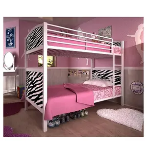 Chambre à coucher de haute qualité Mobilier moderne <span class=keywords><strong>Lit</strong></span> superposé <span class=keywords><strong>en</strong></span> <span class=keywords><strong>métal</strong></span> <span class=keywords><strong>blanc</strong></span> avec motif zèbre - Product Image 1