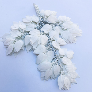 12 pièces/paquets soie blanc Ficus feuilles branches d'<span class=keywords><strong>arbre</strong></span> Faux plante Spray pour la maison décorations de mariage - Product Image 4