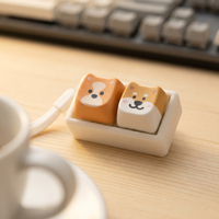 Clavier mécanique 4-en-1 Shiba Inu, touches de clavier, porte-clés de décompression, bouton anti-stress DIY en PBT Cherry R4, clicker pour les doigts