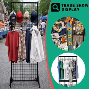 Présentoir mural pliable PAODIJO - Étagères métalliques 5,5"x2" sur roulettes portables <span class=keywords><strong>pour</strong></span> l'affichage de marchandises, couronnes et événements commerciaux - Product Image 5