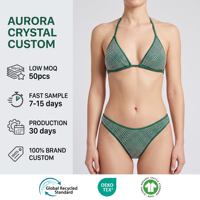 Op Maat Gemaakte Strandkleding Dubbellaags Halter Kleurblok Diverse Bikini 'S Vrouw Badmode Sexy Bikiniset