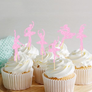 Neue Ankunft 9 teile/satz kreative tanzende rosa Mädchen Ballett Themen Geburtstags torte Dekorationen liefert Cupcake Toppers - Product Image 4
