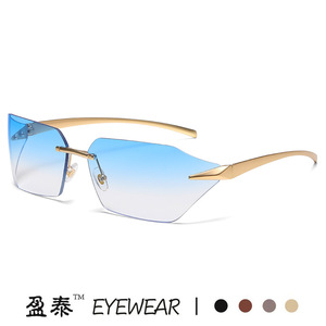แว่นตา แว่นกันแดดไร้กรอบ กรอบโลหะ UV400 แฟชั่นผู้หญิง - Product Image 3