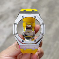 Kit de modification pour montres G-Shock GA-2100/GA-2110 pour hommes : bracelet en silicone respirant, boucle en acier inoxydable, fermoir papillon, boîtier métallique de remplacement