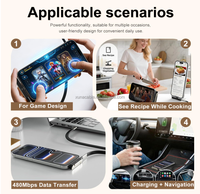 Câble de données détachable 240W avec support invisible pliable pour bureau et chargeur à rotation 360° °   Support invisible