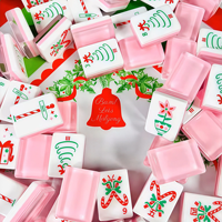 Jeu de Mahjong américain de luxe en acrylique rose pour les fêtes de Noël, 160 tuiles, 3 couches