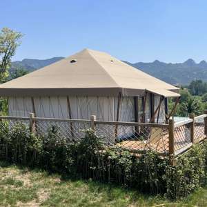 <span class=keywords><strong>JLW</strong></span> Camping extérieur personnaliser imperméable au feu coupe-vent Safari tente de luxe toile Glamping taille Standard pour - Product Image 5