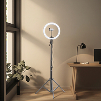 Anneau lumineux Selfie de 10 pouces avec trépied et vidéo Selfie Stick LED Lampe annulaire à piles en plastique durable