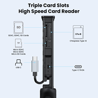 Lecteur de cartes Type-C et étui de rangement prenant en charge CFB, SD 4.0, TF 4.0, stocke un total de 12 cartes, comprend un extracteur de carte SIM
