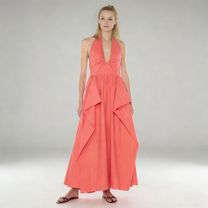 <span class=keywords><strong>Abito</strong></span> lungo elegante da donna marrone con scollo all'americana, senza maniche, a trapezio, estivo, da spiaggia, per feste, con tasche - Product Image 5