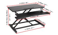 Convertisseur de bureau debout pour ordinateur, pliable, réglable en hauteur, rehausseur de bureau, bureau assis-debout, noir, pour bureau à domicile