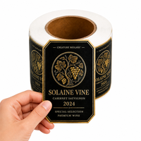 Étiquettes autocollantes personnalisées pour bouteilles de vin avec logo, rouleau d'autocollants en vinyle à estampage à chaud doré, autocollants décoratifs pour bouteilles de vin et de whisky