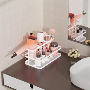 Support <span class=keywords><strong>mural</strong></span> adhésif en métal pour sèche-<span class=keywords><strong>cheveux</strong></span> et produits de soin, avec rangement pour brosses - Product Image 5