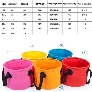 Seau pliable 10L 20L portable, multi-usages pour l'eau, le camping, la pêche, le jardin, avec doubles poignées - Product Image 6