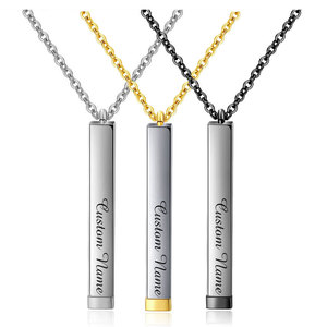 Collar con Colgante de Acero Inoxidable de 43 mm de Largo, Rectangular, Grabado con Láser, Nombre Personalizado, Joyería para Uso Diario, Regalo - Product Image 1